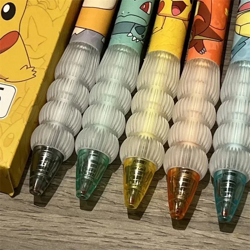 5pcs Pokemon Pens Pikachu Squirtle Charmander Cute Press Gel Pen Set Anime Cartoon School Office Stationery Supplies Kids Gifts