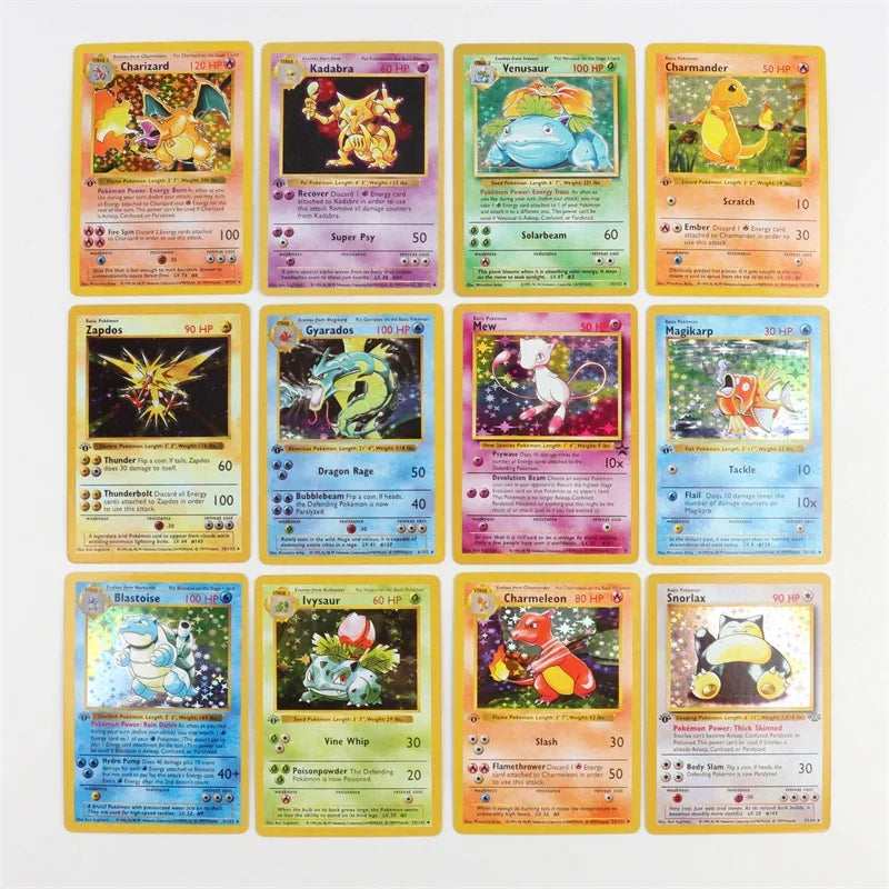 151Pcs/box 1996 First Generation Pokémon card Charizard Pikachu Mewtwo Blastoise Collecting card toys English version