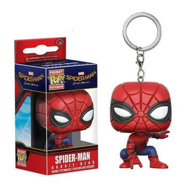 FUNKO POP The Avengers Marvels Iron Man Rocket Spider-man Hulk Loki Thor Captain America Panther Pocket Keychain Model Toys Gift