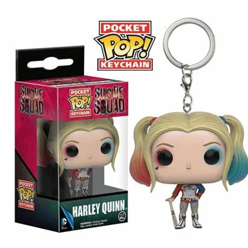 FUNKO POP Movies Suicide Squad The Joker Harley Quinn King Shark Keychain Toy Action Figure Collection Toys for Kids with Box