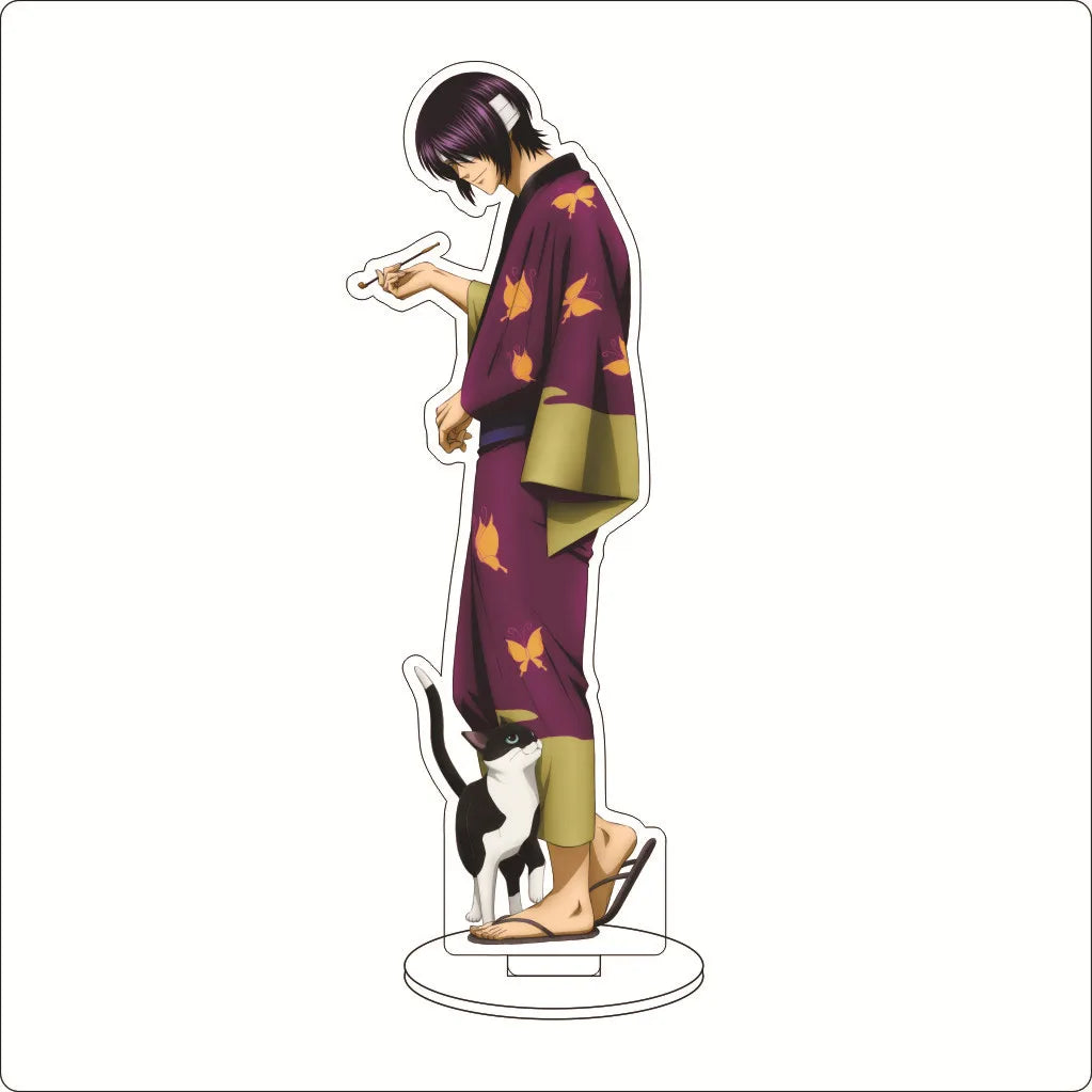 16CM Anime Gintama Sakata Gintoki Shimura Shinpachi Kagura Kondou Isao Okita Sougo Cos Acrylic Figure Stand Ornaments Gifts