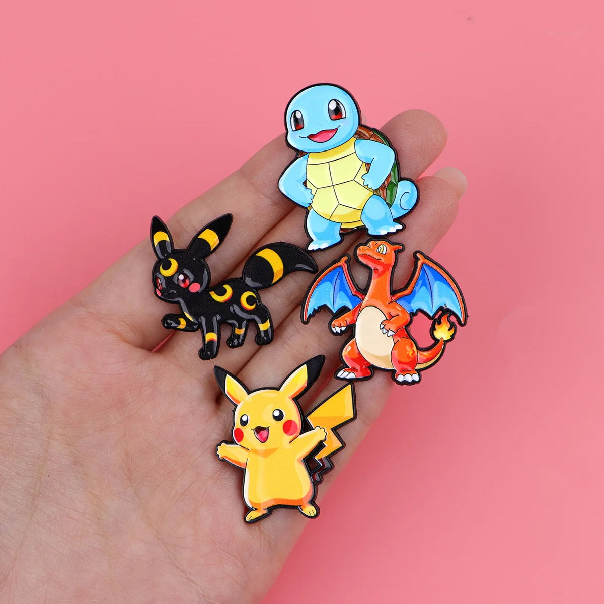 Random 7Pcs Anime Pokemon Monsters Enamel Pins Creative Elf Pikachu Psyduck Bulbasaur Squirtle Brooch Lapel Badge Cosplay Gift