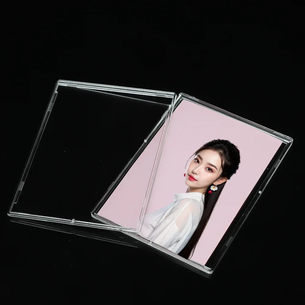 Clear Acrylic Card Holder Snap Type Gaming Sports Trading Card Display Case Kpop Idol Photo Protective Sleeves Not Magnetic