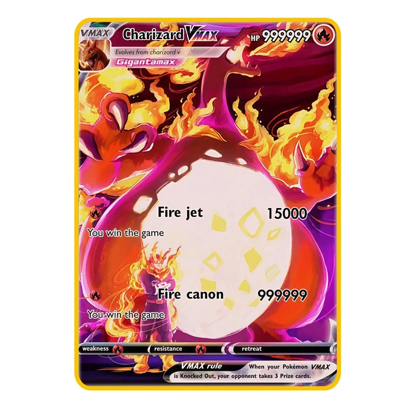 2026 NEW Pokemon Metal Card 10000 Points Arceus Charizard Super Card Golden English Mewtwo Vmax GX EX Anime Collection Card Gift