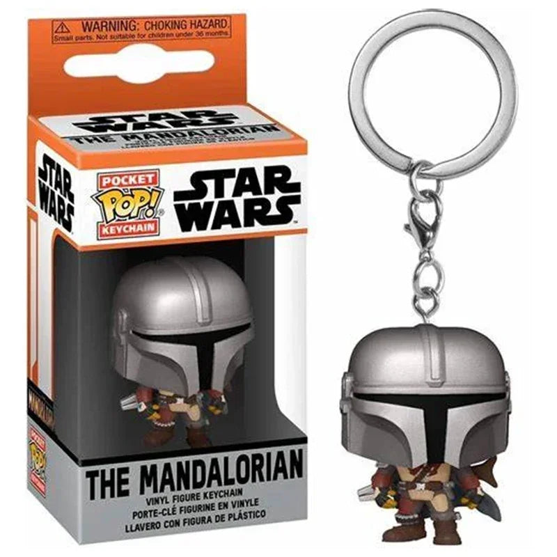 FUNKO Keychain Star Wars White Pawns Mandalorian Darth Vader Keychain PVC Action Figure Collection Model Toys For Children POP