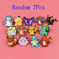 Random 7Pcs Anime Pokemon Monsters Enamel Pins Creative Elf Pikachu Psyduck Bulbasaur Squirtle Brooch Lapel Badge Cosplay Gift