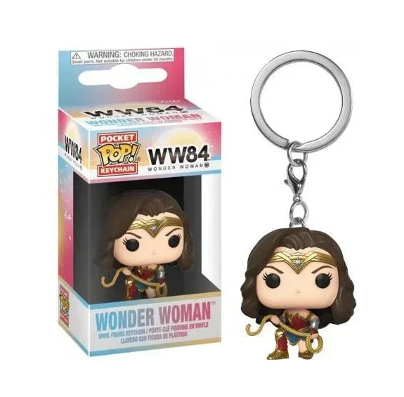 Funko POP DC Heroes Woder Woman 1984 Pocket Keychain WW84 Justice League Key Chain Wonder Woman Golden Armor Gift for Kids