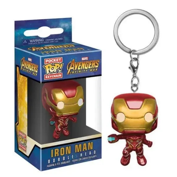 FUNKO POP The Avengers Marvels Iron Man Rocket Spider-man Hulk Loki Thor Captain America Panther Pocket Keychain Model Toys Gift