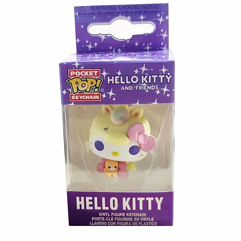 Funko Pop My Melody Kuromi with Baku Keychain Toy Hello Kitty Pochacco Devil Kuromi Pocket Pop Keychain Collectible Model Toys