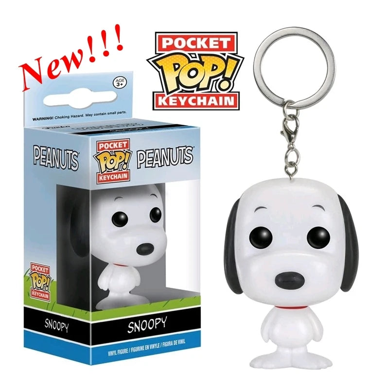 New Arrival FUNKO POP Pocket Keychains Peanuts Snoopy with hat new snoopy Keychain with box Action Figure Toys for Ornaments