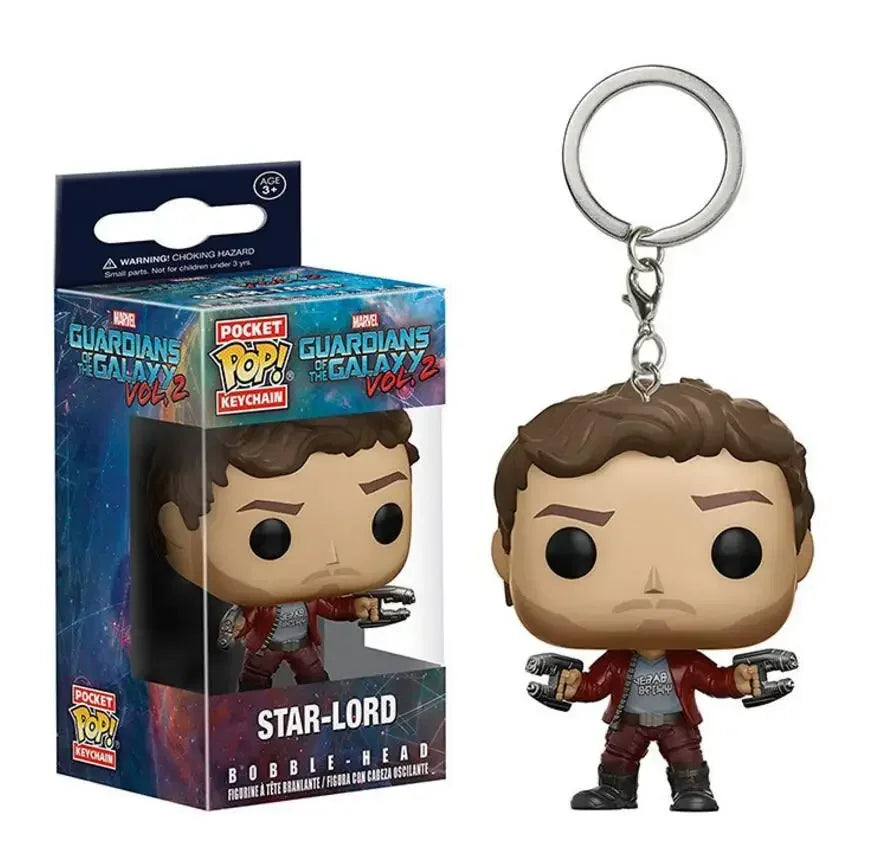 FUNKO POP The Avengers Marvels Iron Man Rocket Spider-man Hulk Loki Thor Captain America Panther Pocket Keychain Model Toys Gift
