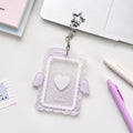 Hot Fashion Love Wings Acrylic 3in Card Holder Girl Crossbody Bag Pendant Keychain Decoration Kpop Idol Photo Storage Card Clip