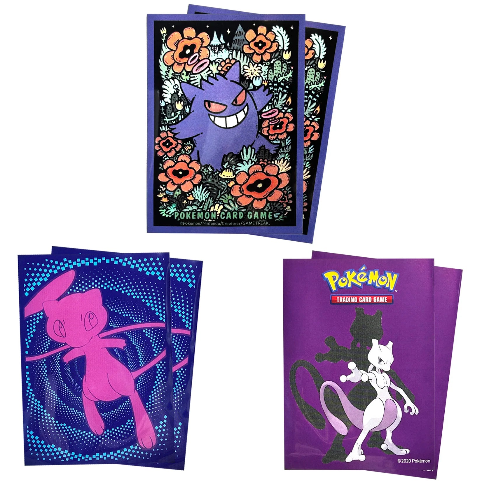 60pcs 66x91mm Pokemon Cute Animes Cards Protector Sleeves PTCG High Quality Trading Card Broad Game Cover Toy Gifts Gengar/Mew