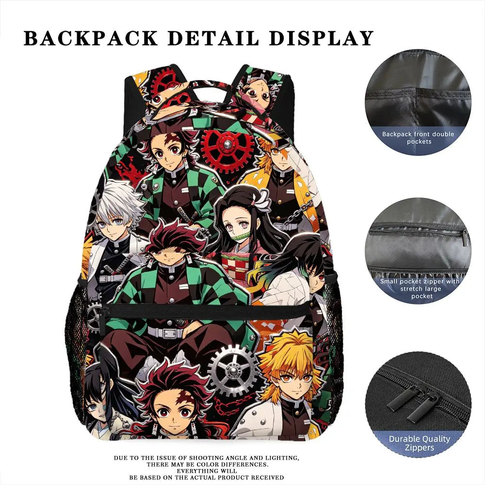 Demon Slayer Anime Backpack Tanjirou Nezuko Print School Bag for Teen Large Capacity Travel Rucksack Mochilas Casual Daypack