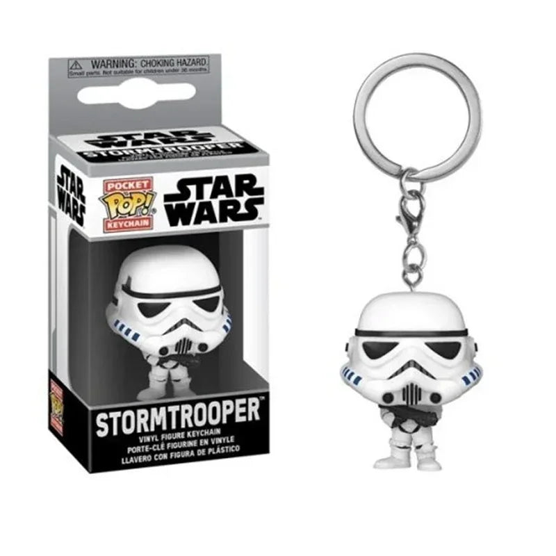FUNKO Keychain Star Wars White Pawns Mandalorian Darth Vader Keychain PVC Action Figure Collection Model Toys For Children POP