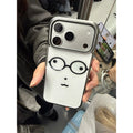 INS Korea Kawaii Cute Glasses Face Bear Kpop Girl Phone Case For iPhone 17 16 Promax 15 14 13 12 11 Pro Max Plus Y2k Resin Cover