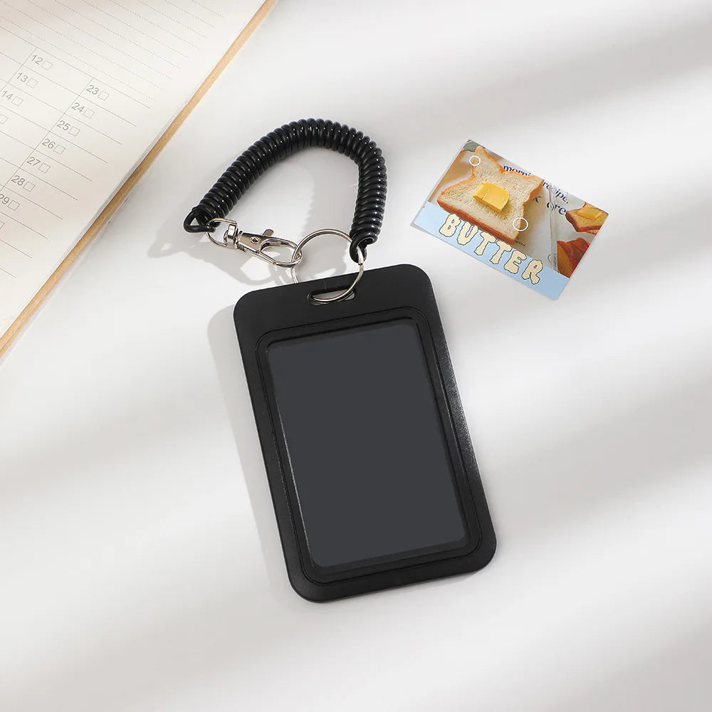 New Pu Black card holder album storage Key ring pendant Korean Kpop Card Sleeve with Protective Film Idol Photo Game Card Cover