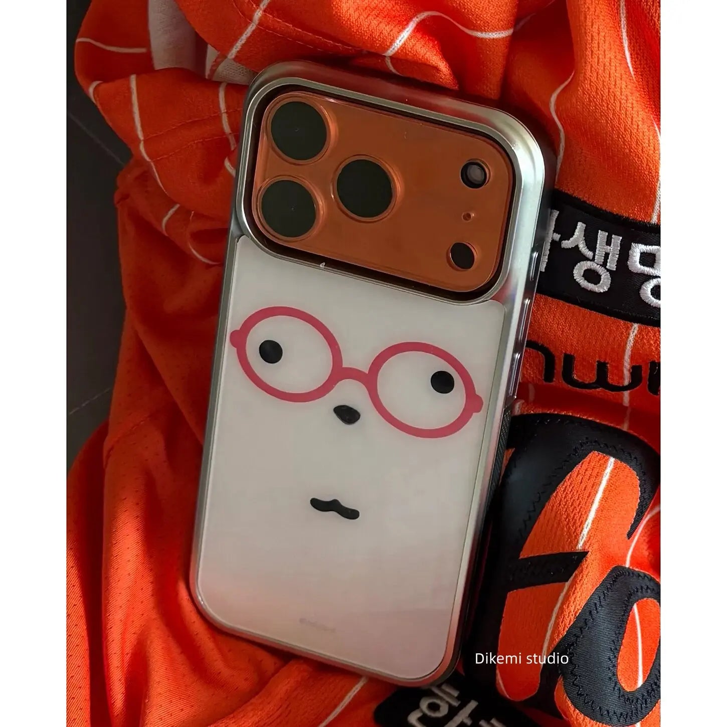 INS Korea Kawaii Cute Glasses Face Bear Kpop Girl Phone Case For iPhone 17 16 Promax 15 14 13 12 11 Pro Max Plus Y2k Resin Cover