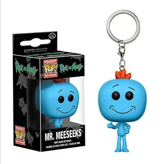Funko Pop Rick  Keychain Vinyl Figure Toys Funny Rick Pickle and Morty Mr. Meeseeks Snowball Dolls Pocket Pop Keyring
