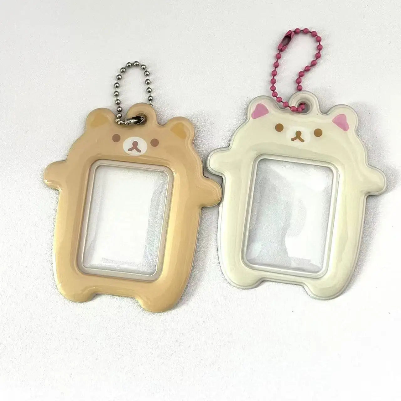 Japanese Style Kawaii Cartoon Bear  Photo Card Holder Keyring Cute Bear K-Pop Idol Keychain For 2 Inch Photo School License Case