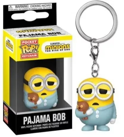 Funko Pop Keychains Minions Pajama Bob Keyrings Vinyl Action Figure Collection Toy Doll Christmas Gift for Kids