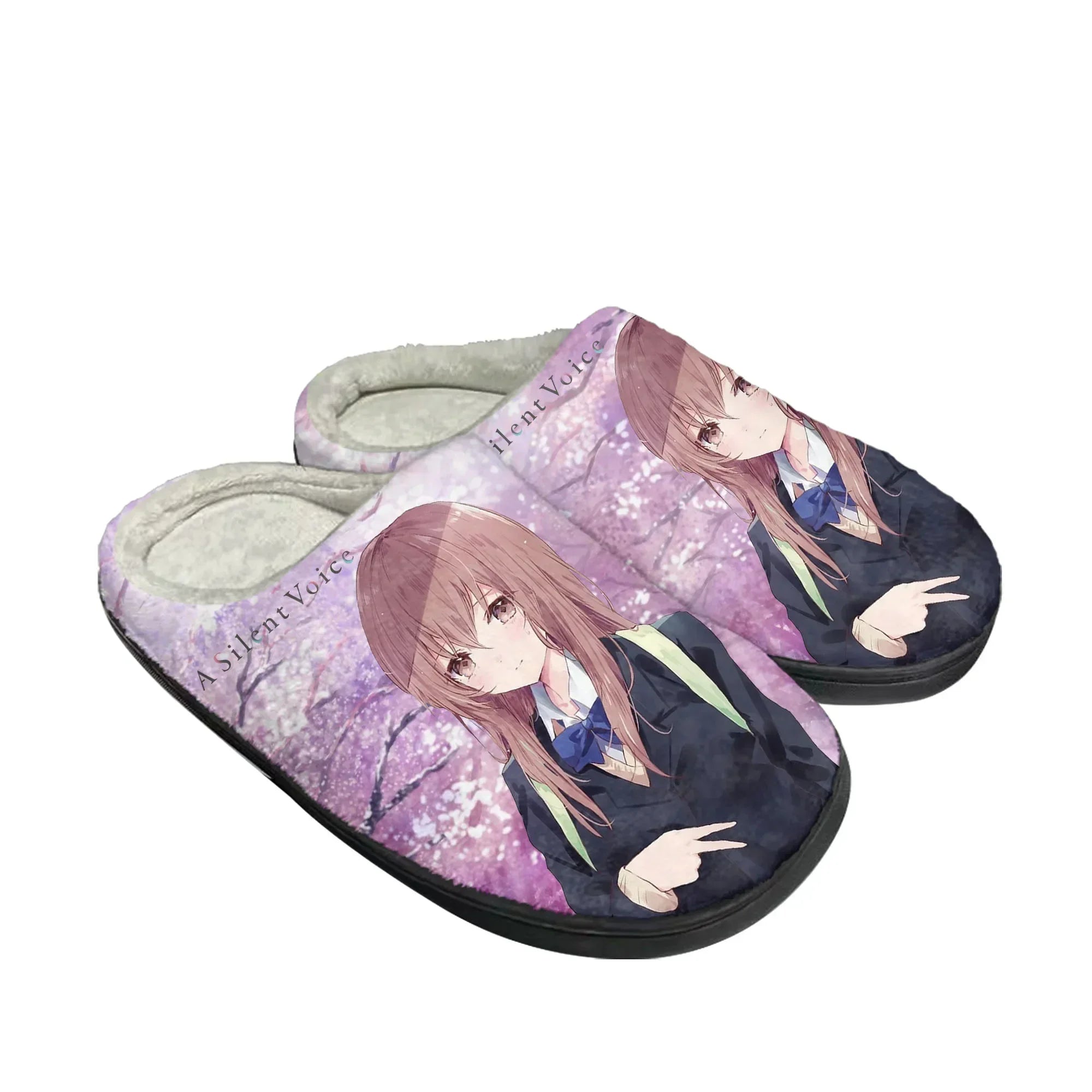 A Silent Voice Home Cotton Slippers Mens Women Plush Bedroom Casual Keep Warm Shoes Japanese Anime Custom Thermal Indoor Slipper