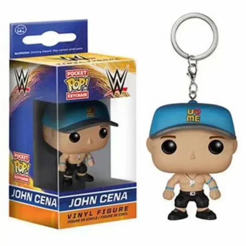 FUNKO POP Pocket Keychain WWE Boxing Challenge Arena Star John Cena Key Chains Kid Action Figure Toy Key Rings Gift