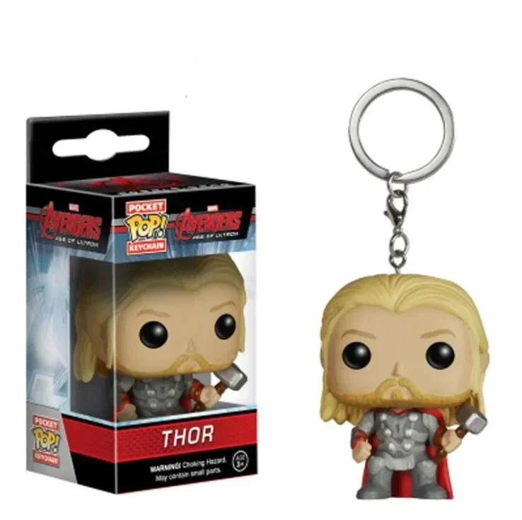 FUNKO POP The Avengers Marvels Iron Man Rocket Spider-man Hulk Loki Thor Captain America Panther Pocket Keychain Model Toys Gift