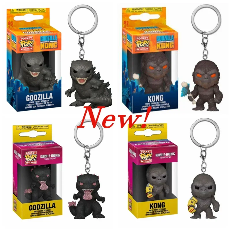 New Hot FUNKO POP Pocet! Keychains Movies the New Empire Godzilla VS. Kong Keychain Godzilla Kong Action Figure Keychains Toys