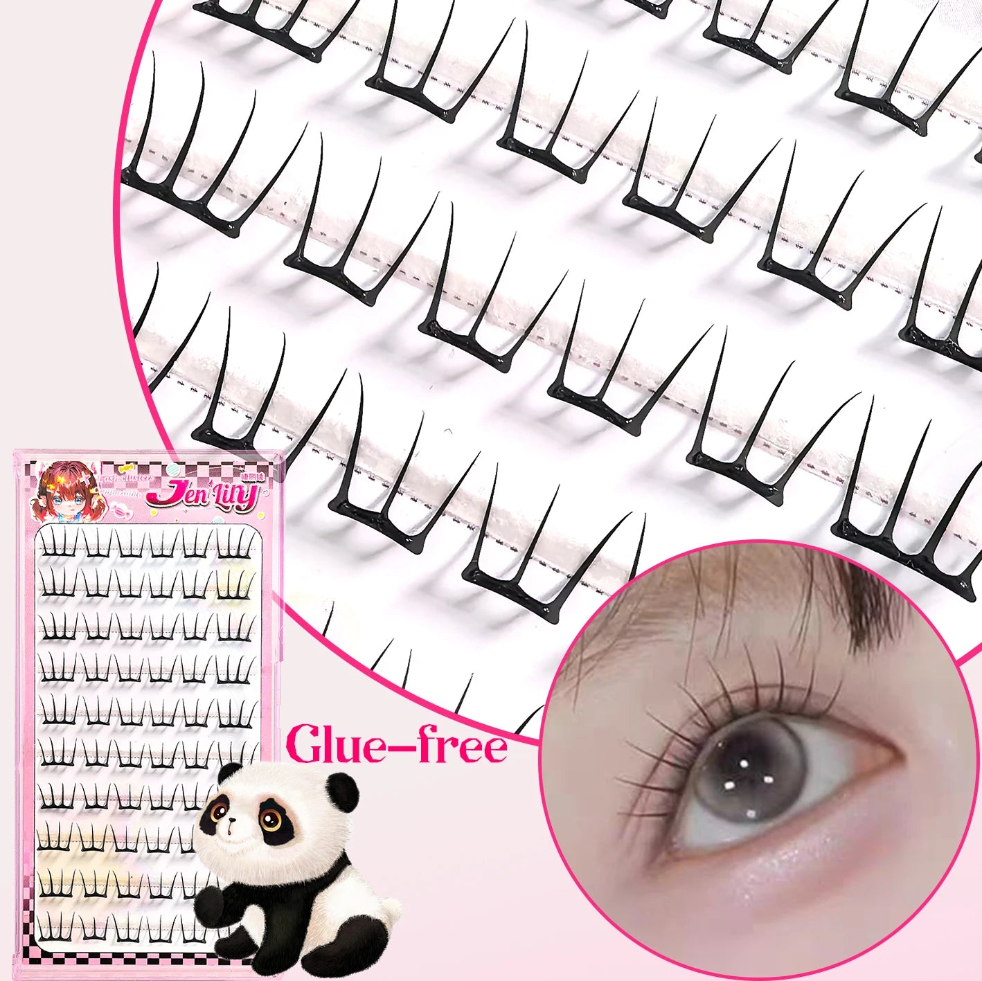 Korean Stylish False Eyelashes K-pop Inspired Design Comic Fluffy Clustered Slender Self-Adhesive Perfect for Everyday