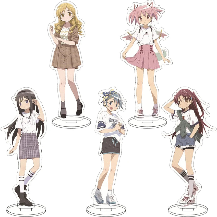 16CM Anime Figure Puella Magi Madoka Magica Kaname Madoka Sakura Kyouko Akemi Homura Cos Acrylic Stand Ornaments Cute Gifts