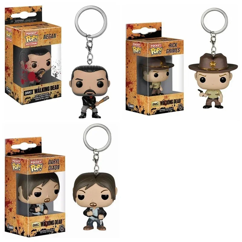 2026 Funko Pocket Keychains The Walking Dead Negan Action Figures Rick Grime Daryl Dixon Keychain Toys Figure Gift Toys