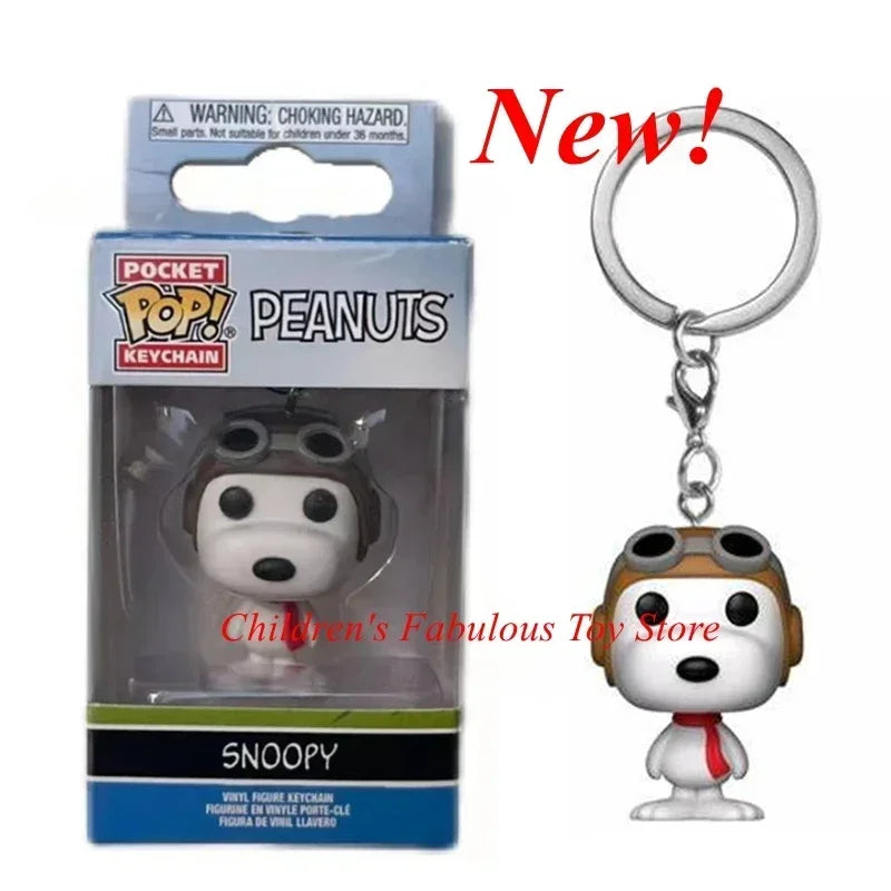 New Arrival FUNKO POP Pocket Keychains Peanuts Snoopy with hat new snoopy Keychain with box Action Figure Toys for Ornaments