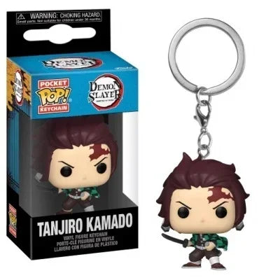 FUNKO POP Demon Slayer Nezuko Kamado Zenistu Agatsuma Tanjiro Inosuke Hashibira Pocket Pop Keychain Collection Model Doll Toy