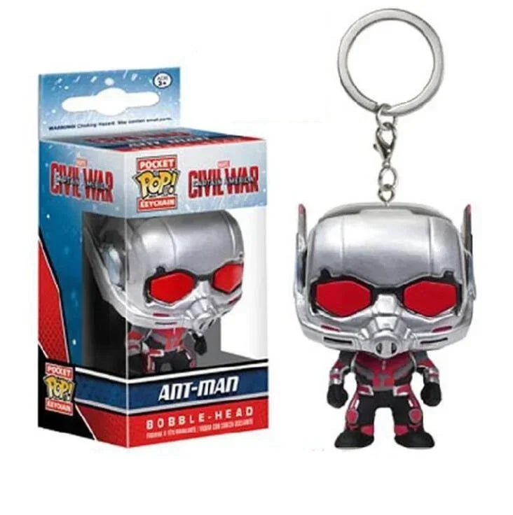 FUNKO POP The Avengers Marvels Iron Man Rocket Spider-man Hulk Loki Thor Captain America Panther Pocket Keychain Model Toys Gift