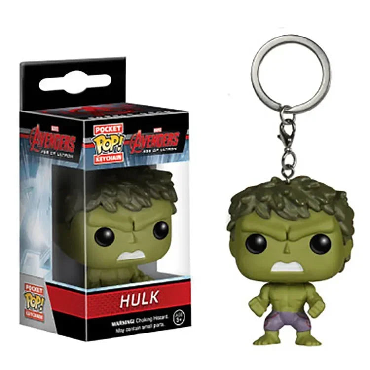 FUNKO POP The Avengers Marvels Iron Man Rocket Spider-man Hulk Loki Thor Captain America Panther Pocket Keychain Model Toys Gift