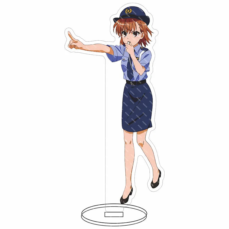 16CM Anime Figure A Certain Scientific Railgun‌ Misaka Mikoto Shirai Kuroko Uiharu Kazari Cos Acrylic Stand Ornaments Gifts